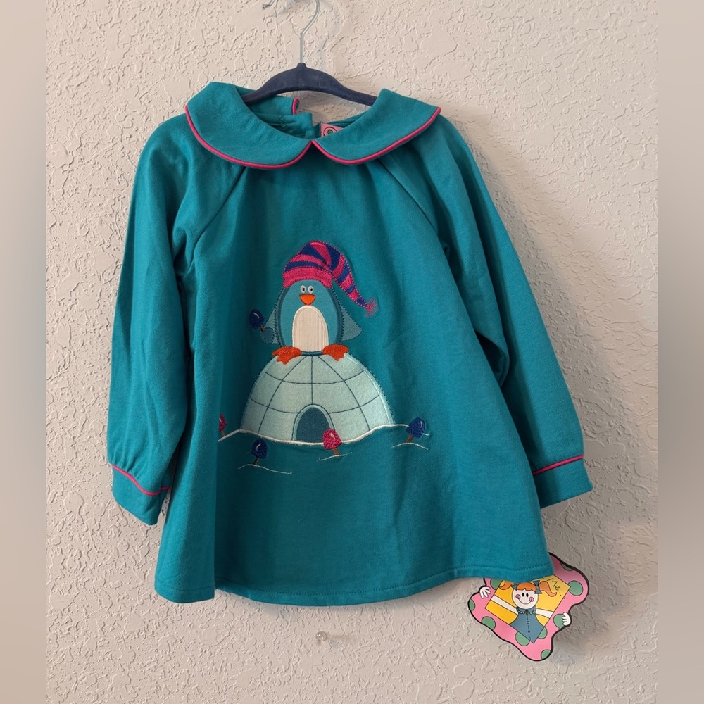 Vintage NWT Teal and hot pink Penguin Kids Shirt-B